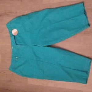 CATO CHROP CAPRI PANTS SIZE 16 W TURQUOISE BLUE NEW WITH TAG